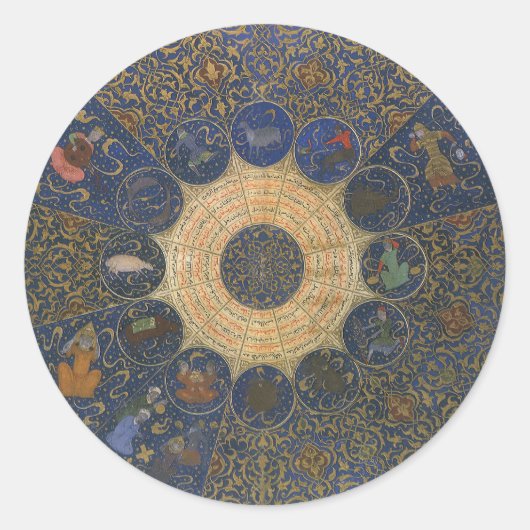 ヴィンテージルーラーズ占星術、アンティークイスラム〔占星術の〕十二宮図 ラウンドシール (正面)