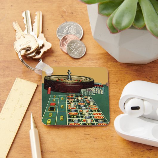 ヴィンテージルーレットテーブルカジノゲーム,賭博チップ キーホルダー (デスク)