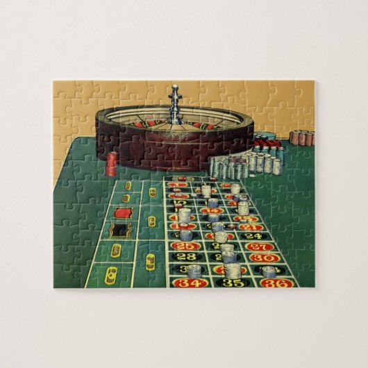 ヴィンテージルーレットテーブルカジノゲーム，賭博チップ ジグソーパズル (横)