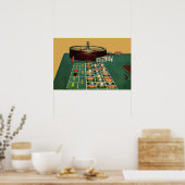 ヴィンテージルーレットテーブルカジノゲーム,賭博チップ ポスター (キッチン)