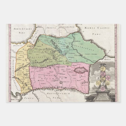 ヴィンテージレアマップニュージーランドアジアアルメニア | ラッピングペーパーシート (正面3)