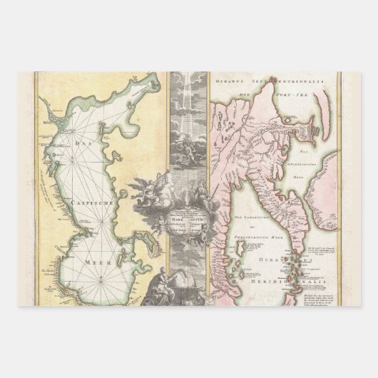 ヴィンテージレアマップベルギーカスピアンムーン | ラッピングペーパーシート (正面2)