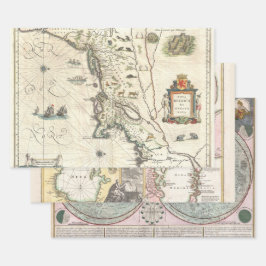 ヴィンテージレアマップベルギーカスピアンムーン | ラッピングペーパーシート