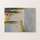 ヴィンテージレイクアネシーフランストラベルポスター ジグソーパズル (横)