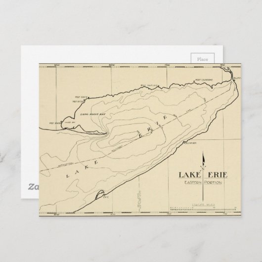 ヴィンテージレイクエリーニューヨークの地図 ポストカード (正面/裏面)