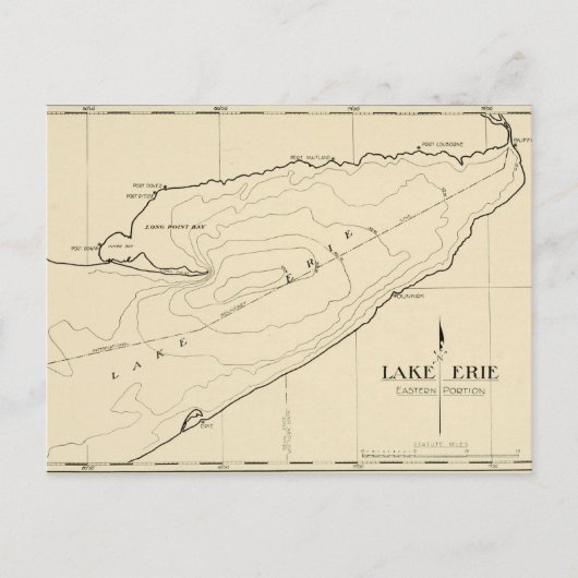 ヴィンテージレイクエリーニューヨークの地図 ポストカード (正面)