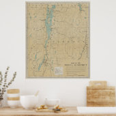 ヴィンテージレイクシャンプレーンライトハウスマップ(1896) ポスター (キッチン)