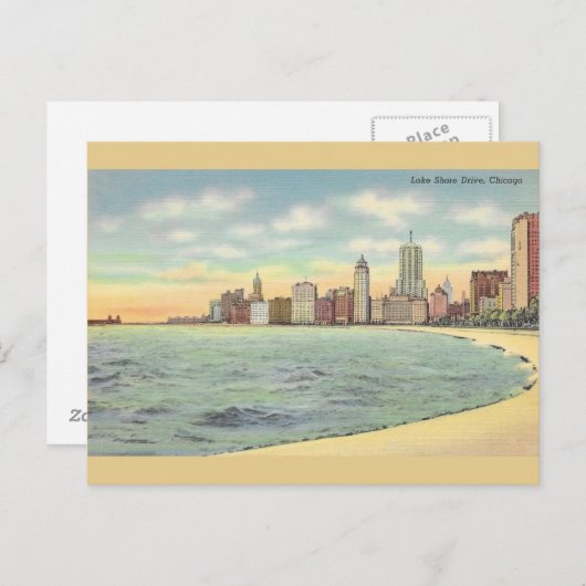 ヴィンテージレイクショアドライブシカゴポストカード ポストカード (正面/裏面)