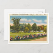 ヴィンテージレイクジュネーブウィスコンシンモーターコート ポストカード (正面/裏面)