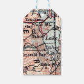 ヴィンテージレイクタホカリフォルニアマップアートギフトラベル ギフトタグ (正面)