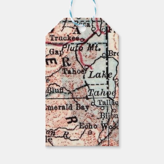 ヴィンテージレイクタホカリフォルニアマップアートギフトラベル ギフトタグ (正面)