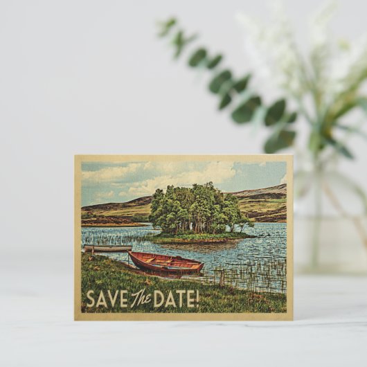 ヴィンテージレイクボート日付はがき自然を保存 案内ポストカード (スタンド正面)