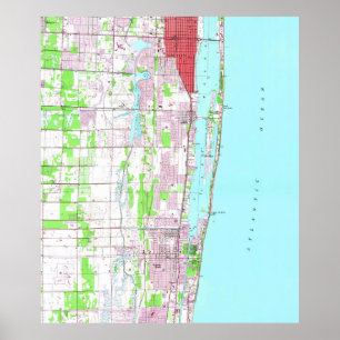 ヴィンテージレイクワース&ボイントンビーチFLマップ(1945) ポスター