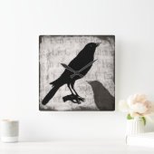 ヴィンテージレイブンゴシックコラカスタマイズージバリズカラス スクエア壁時計 (ホーム)