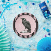 ヴィンテージレイベン |クロウオンピンクダマスク |ハロウィーン ペーパープレート (パーティー)