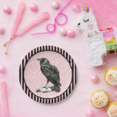 ヴィンテージレイベン |クロウオンピンクダマスク |ハロウィーン ペーパープレート (パーティー)