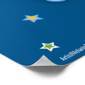 ヴィンテージレインボローラースケートオンブルー ポスター (角)