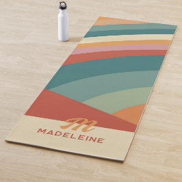 ヴィンテージレインボーストライプズピンクグリーン名モノグラム ヨガマット