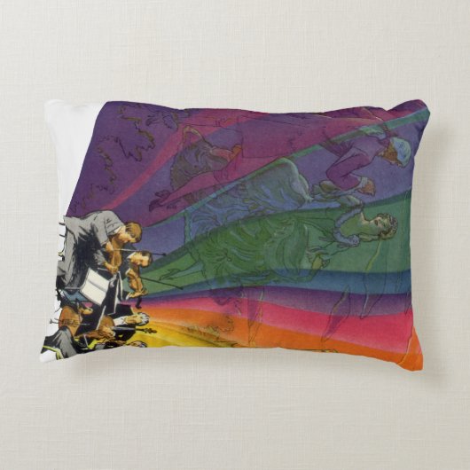 ヴィンテージレインボービクトリアンカップル踊り アクセントクッション (裏面)