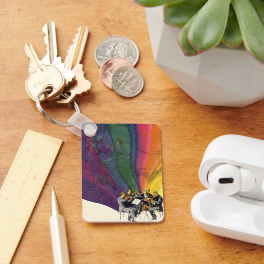 ヴィンテージレインボービクトリアンカップル踊り キーホルダー (デスク)