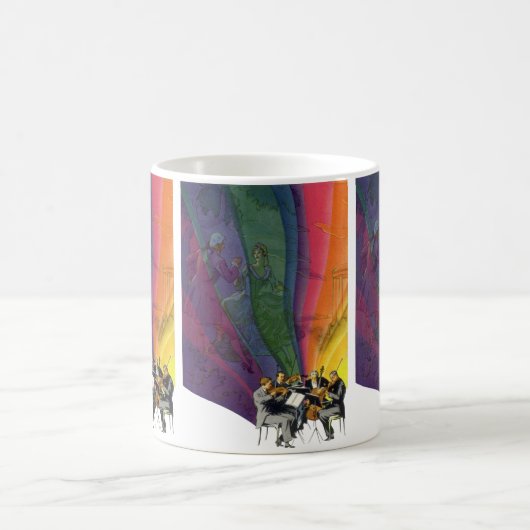 ヴィンテージレインボービクトリアンカップル踊り コーヒーマグカップ (中央)