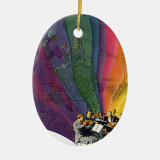 ヴィンテージレインボービクトリアンカップル踊り セラミックオーナメント (正面)