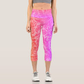 ヴィンテージレインボーフローラ植物模様 カプリレギンス (正面)