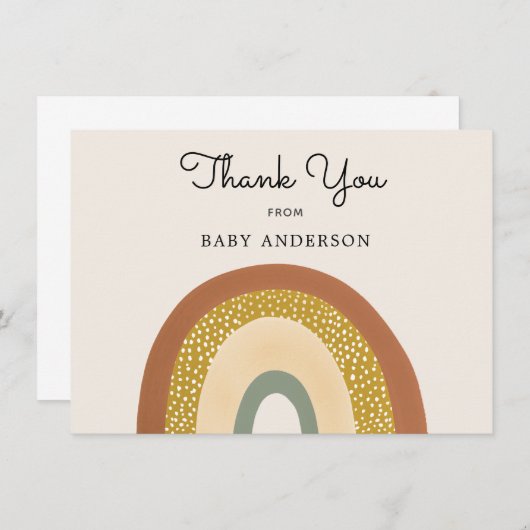 ヴィンテージレインボーベビーシャワーありがとうはがき (正面/裏面)