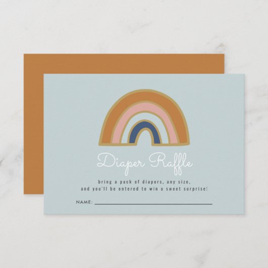 ヴィンテージレインボーベビーシャワーおむつラッフル エンクロージャーカード (正面/裏面)
