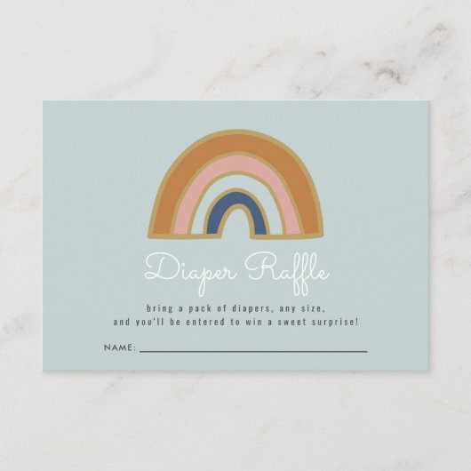 ヴィンテージレインボーベビーシャワーおむつラッフル エンクロージャーカード (正面)