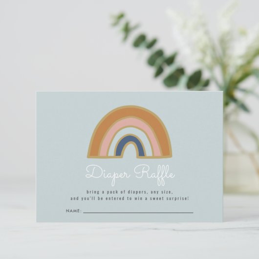 ヴィンテージレインボーベビーシャワーおむつラッフル エンクロージャーカード (スタンド正面)