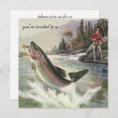 ヴィンテージレインボーマス魚魚釣り退職 招待状 (正面/裏面)