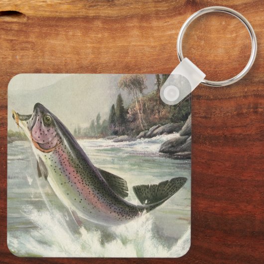 ヴィンテージレインボーマス魚、フィッシャーマン魚釣り キーホルダー (裏面)