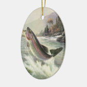 ヴィンテージレインボーマス魚、フィッシャーマン魚釣り セラミックオーナメント (左)