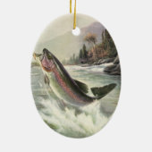 ヴィンテージレインボーマス魚、フィッシャーマン魚釣り セラミックオーナメント (裏面)