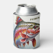 ヴィンテージレインボーマス魚 – フィッシャーマン魚釣り 缶クーラー (缶正面)