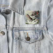 ヴィンテージレインボーマス魚、フィッシャーマン魚釣り 缶バッジ (インサイチュ)