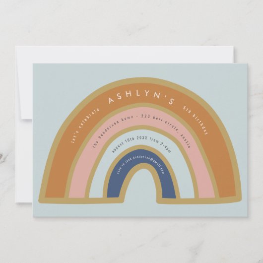 ヴィンテージレインボー誕生日招待状 セーブザデート (正面)