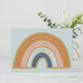 ヴィンテージレインボー誕生日招待状 セーブザデート (スタンド正面)