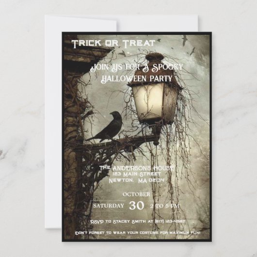 ヴィンテージレイヴンオンランタンハローウィンパーティ 招待状 (正面)