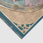 ヴィンテージレエレガントディアールヌーボーティール（緑がかった色）エフェメラ 薄葉紙 (詳細)