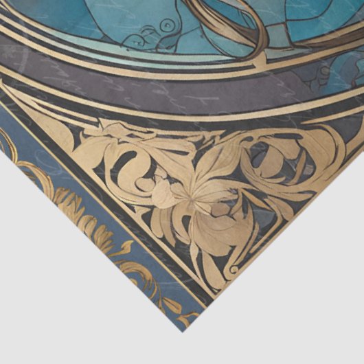 ヴィンテージレエレガントディアールヌーボーブルーエフェメラ 薄葉紙 (詳細)