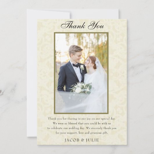 ヴィンテージレエレガントース結婚写真 サンキューカード (正面)