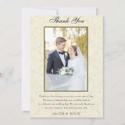 ヴィンテージレエレガントース結婚写真 サンキューカード (正面)