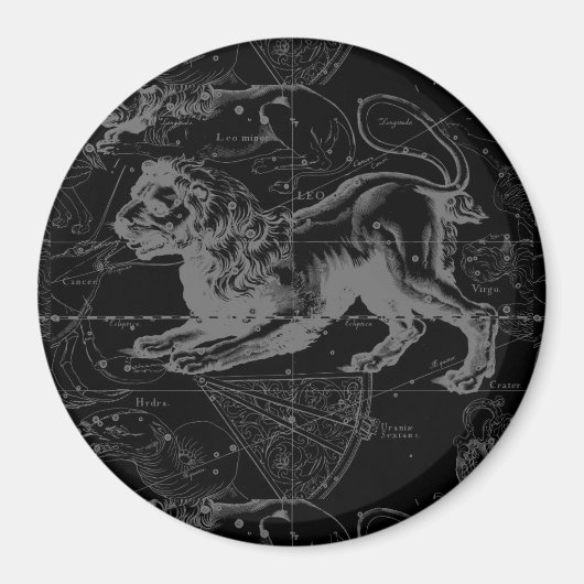 ヴィンテージレオコンステレーション地図Hevelius 1690 マグネット (正面)