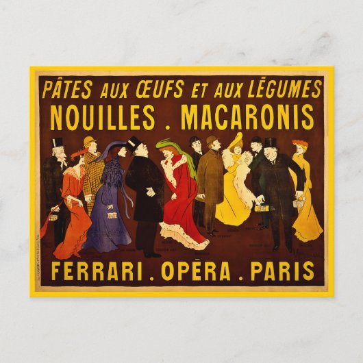 ヴィンテージレオネットカプピエロのパスタと麺の広告 ポストカード (正面)