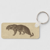 ヴィンテージレオパードイラストレーションオンバーラップ磁石 キーホルダー (正面)