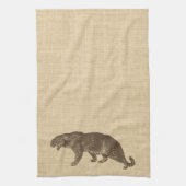 ヴィンテージレオパードイラストレーションオンバーラップ キッチンタオル (縦)