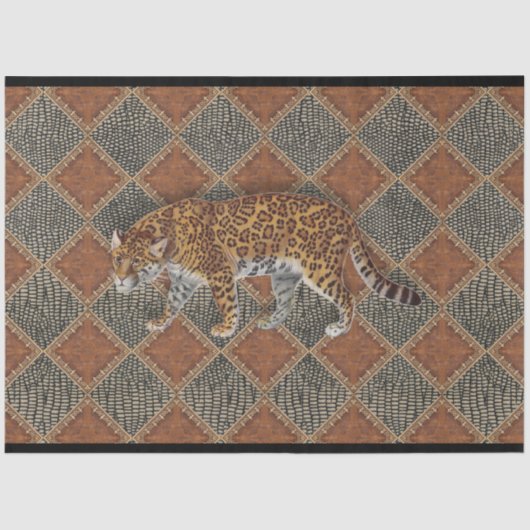 ヴィンテージレオパード印刷さび革スネークデコップメント 薄葉紙 (正面)