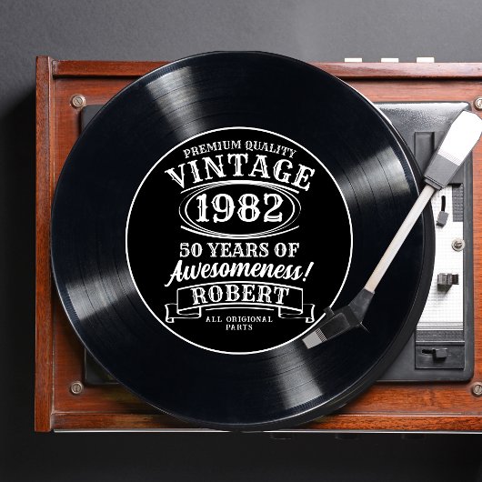 ヴィンテージレコードのマイルストーンカスタマイズ誕生日 招待状